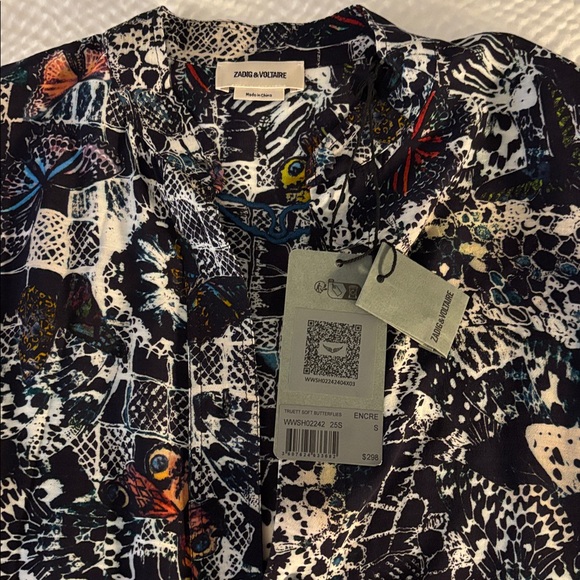 Zadig & Voltaire Truett Soft Butterflies Button-Front Shirt NWT Sz S - Picture 6 of 8